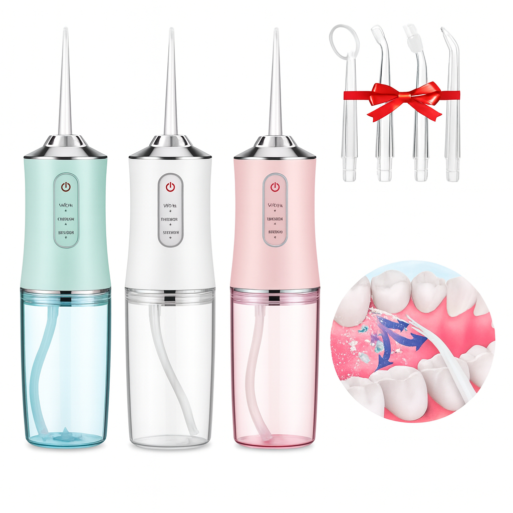 Irrigador Dental Oral Recarregavél 220ml Higiene Limpeza Bucal Portátil Limpador de Dente em Oferta na Shopee