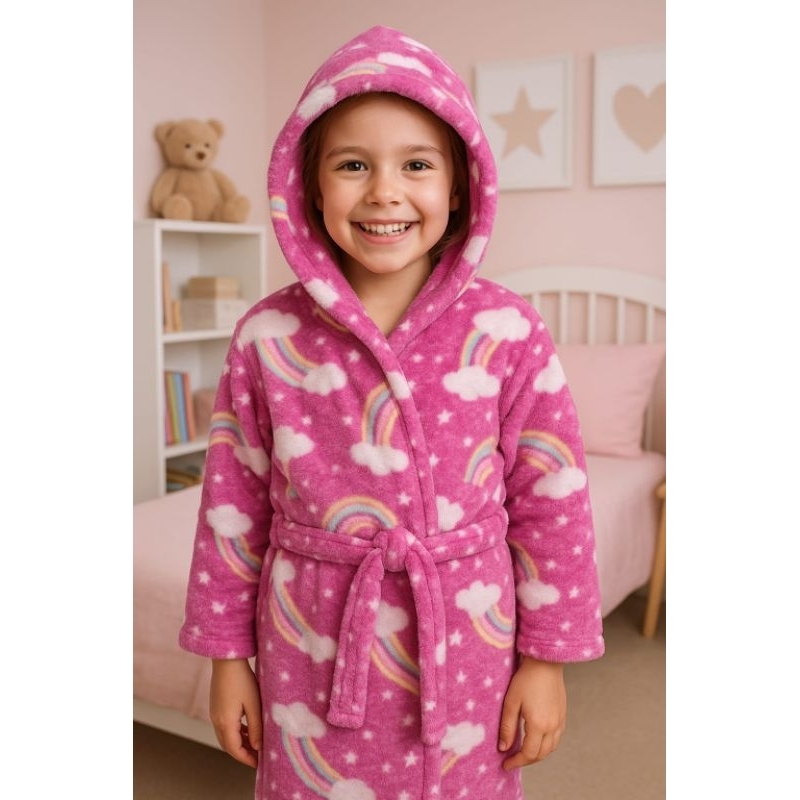 Roupão Infantil Banho Microfibra Com Capuz Manga Longa Unissex