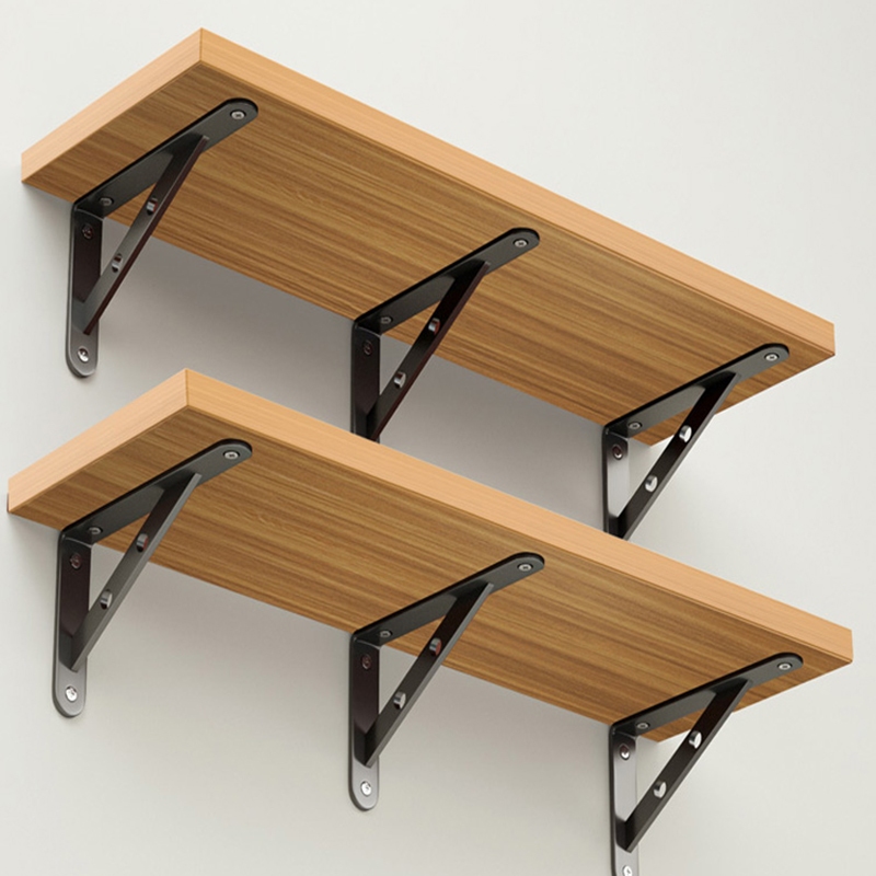 PAR Mão Francesa Retrátil 2 Pcs - Suporte Dobrável Reforçada Tampo Mesa Preto/Branco