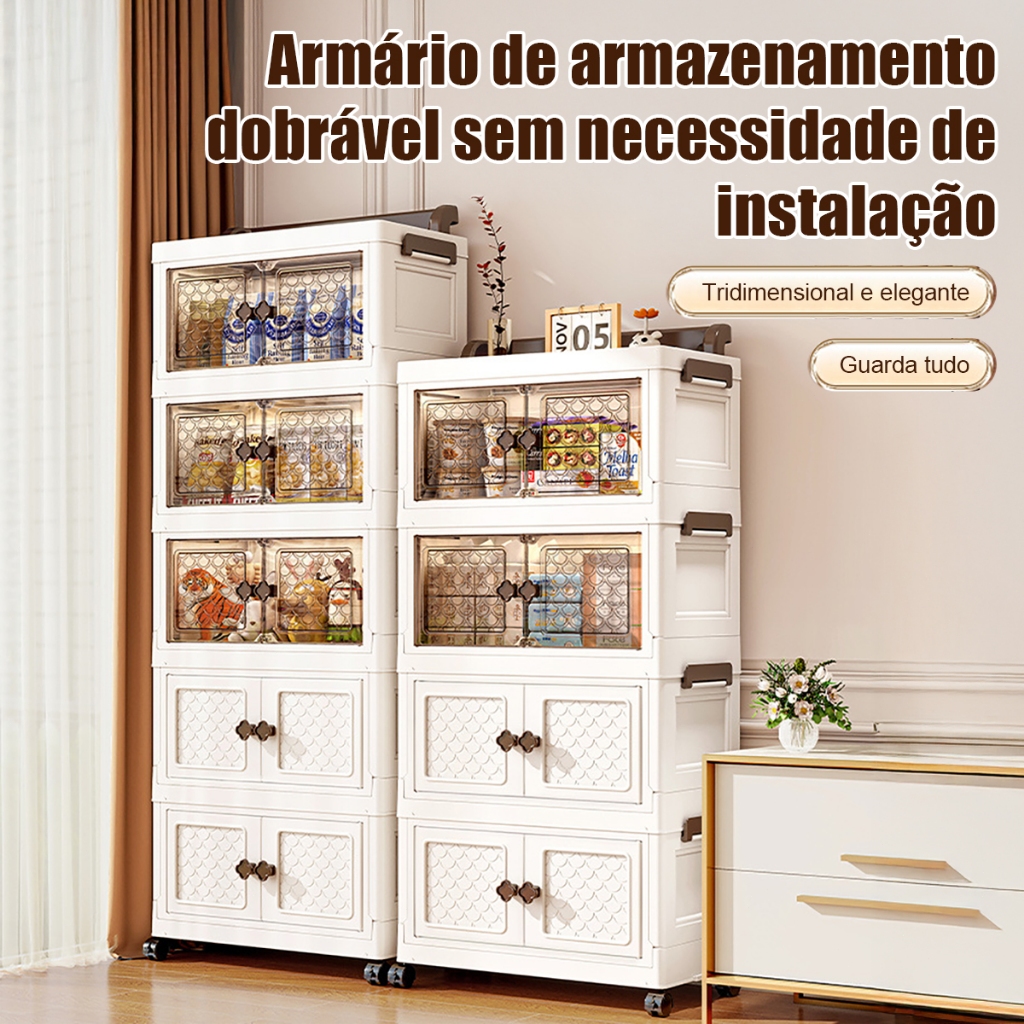 Yesop Organizador Dobrável com Rodas e Portas Multiuso para Quarto, Sala e Cozinha · foto 2