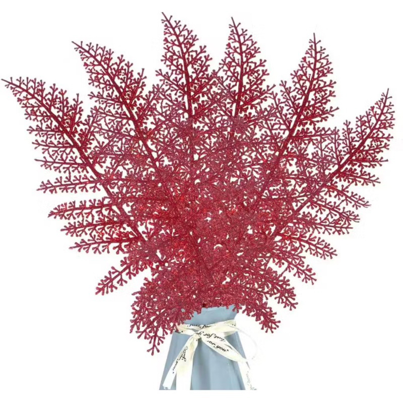 FOLHA DECORATIVA CORES DIVERSAS | TAM.: 45CM | MAT.: PLÁSTICO COM GLITTER | UNIDADE | CASA E DECORAÇÃO | NATAL