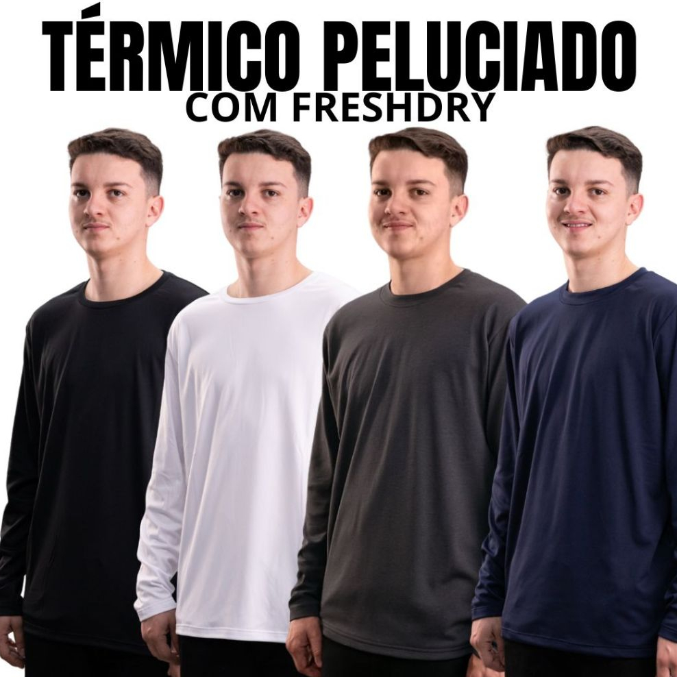 Camiseta Termica Masculina Peluciada Manga Longa Segunda Pele Proteção Maxima