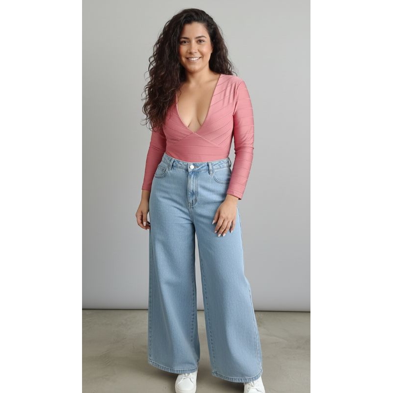 Body bandagem manga longa Lança Perfume cor rosè Tam M