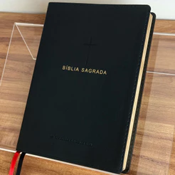 Biblia Sagrada Slim Ampliada | NAA | Letra Grande | Luxo Cruz Preta