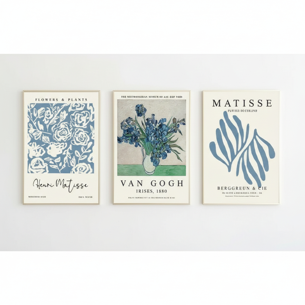 Quadros decorativos Pintura de lona decorativa abstrata, pintor famoso blue (3 peças)