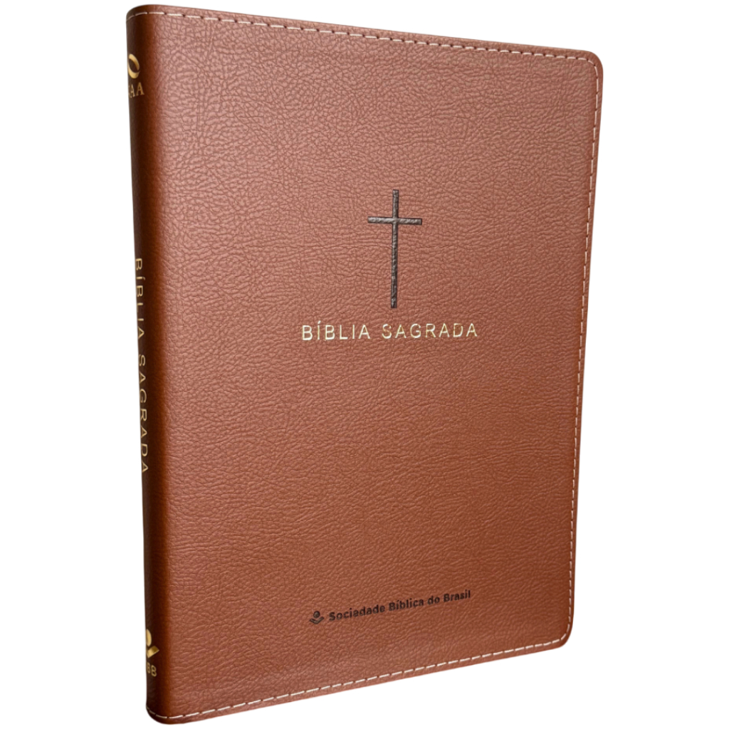 Bíblia Sagrada Slim Ampliada | NAA | Letra Grande | Luxo Cruz Marrom