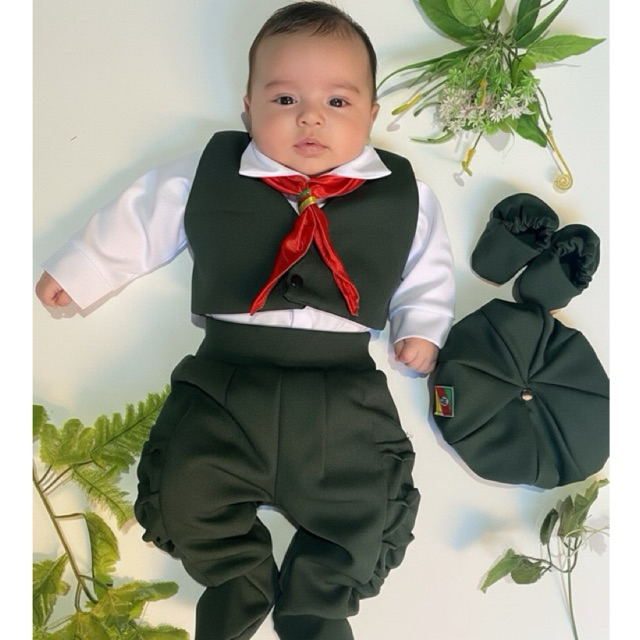 Pilcha de Gaúcho Infantil Verde Militar->Bombacha, Camisa Social, Colete, Boina e Alpagarta* em Oferta na Shopee