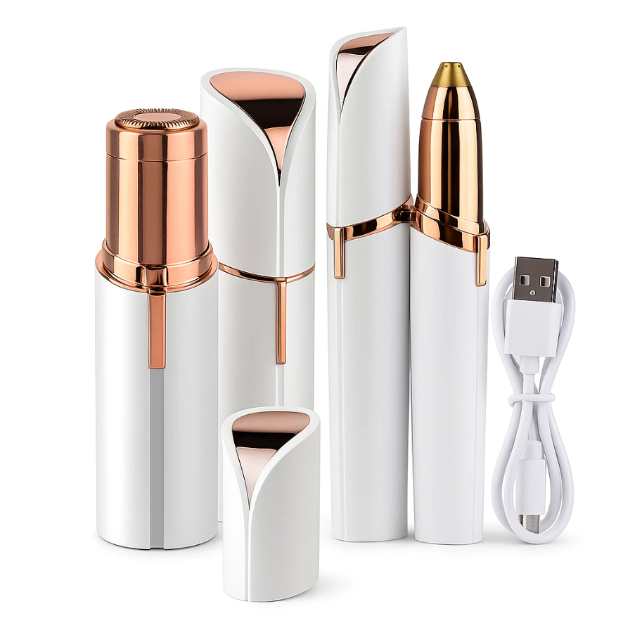 Caneta Depiladora Sobrancelha + Depilador de Rosto Buço Facial Indolor Batom Portátil
