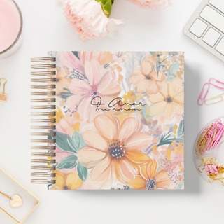 Caderno Devocional Floral O Amor me amou / A tua Graça me basta! A5 em Oferta na Shopee