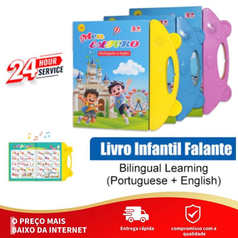 Livro Educativo Infantil Bilíngue com Toque e Som, Ilustrado e Interativo em Português e Inglês Livro Interativo com Som em Oferta na Shopee