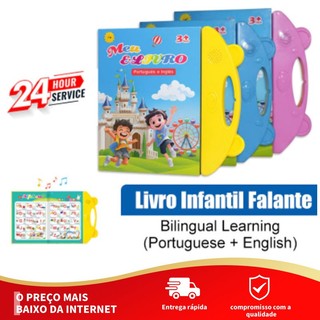 Livro Educativo Infantil Bilíngue com Toque e Som, Ilustrado e Interativo em Português e Inglês Livro Interativo com Som
