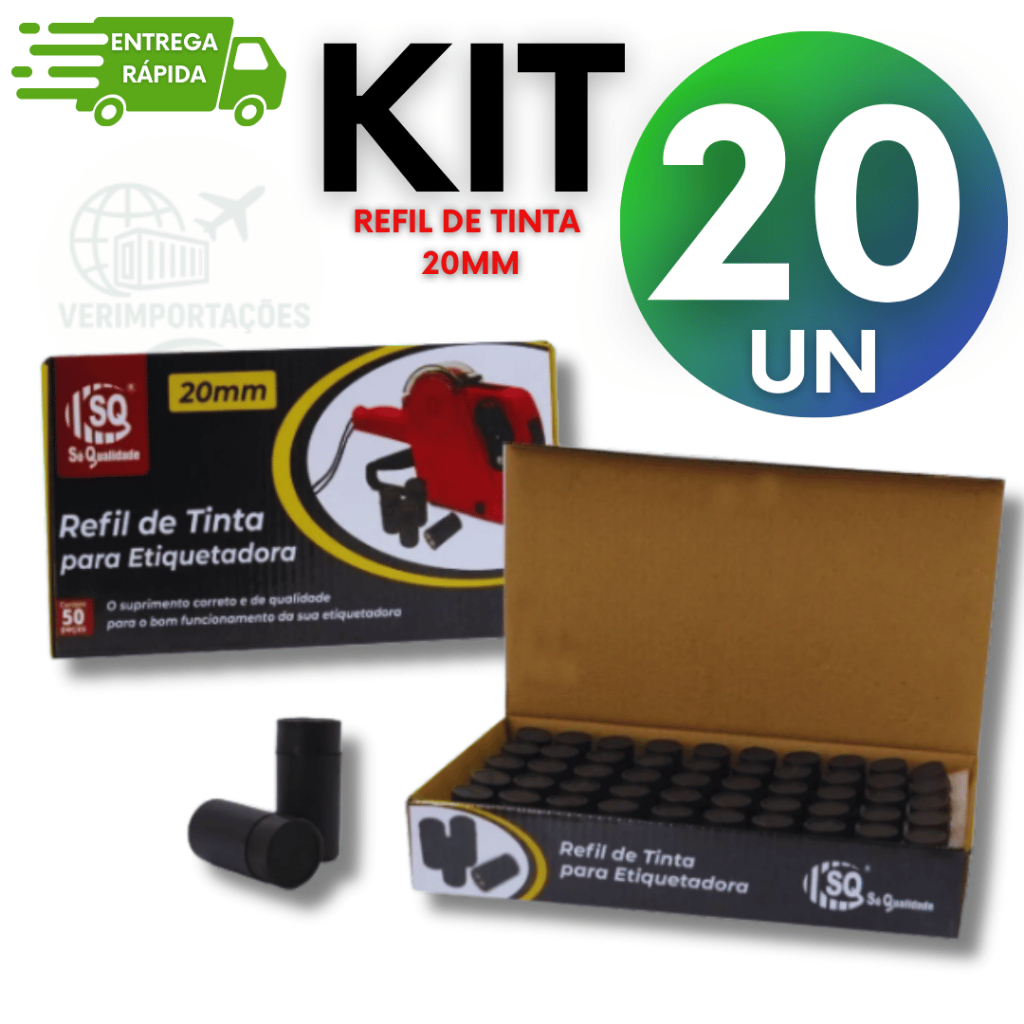 Refil De Tinta Para Etiquetadora Tinteiro Rolete 20mm Precificadora De Preço Manual Universal