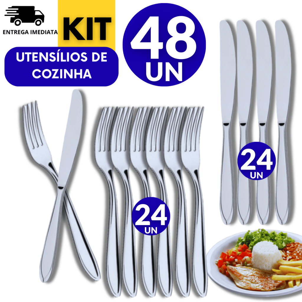 Talheres Inox 24 Faca 24  Garfo Casa Cozinha Restaurante Buffet Qualidade Garantida utilidades