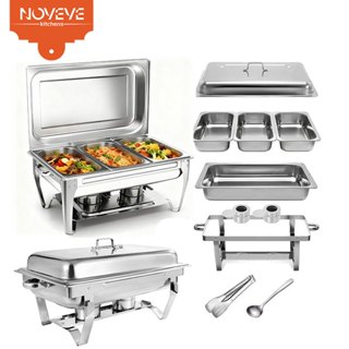 NOVEVE Rechaud Retangular 12 L Com 3 Cubas 1/3 Banho Maria Inox Litros Panelas Buffet 12litros Banho em Oferta na Shopee