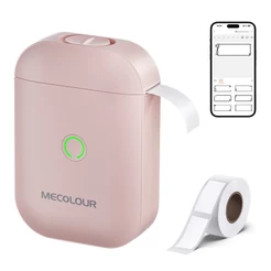 MECOLOUR Impressora De Etiquetas Portátil Bluetooth Térmica + 1 Rolo Compatível Android E Ios Home Escritório Escola