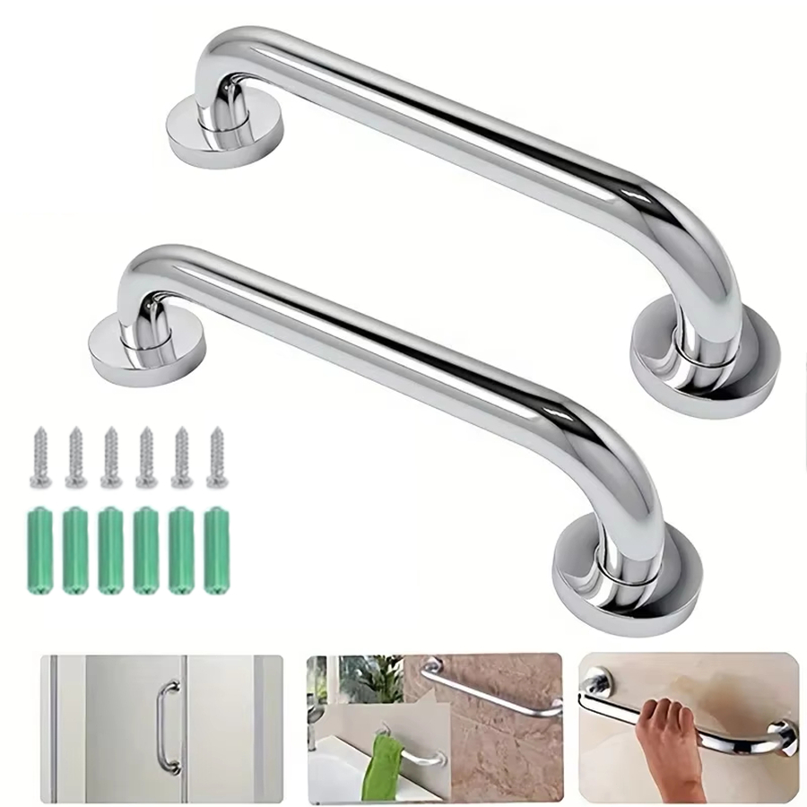 Alça Barra De Apoio Suporte Para Parede Inox 50cm Banheiro Corrimão Aço 2pcs