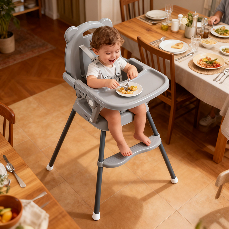 Cadeira de Bebé Portátil 0-4 Anos, Reclinável, Dobrável e Ajustável -P19