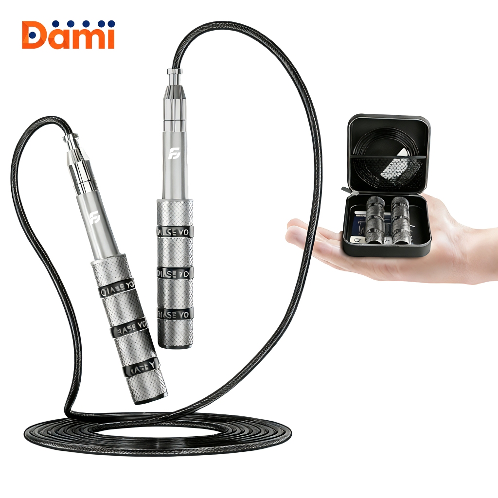 Corda de Pular Fitness Profissional - Cabo de Aço Resistente Rolamento Rápido Ajuste Fácil Portátil em Oferta na Shopee