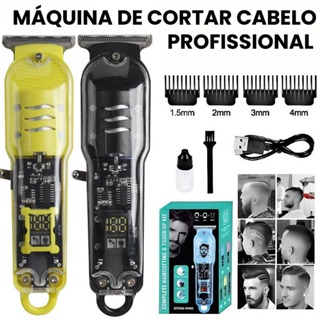 Máquina De Cortar Cabelo Profissional Smart Lcd Barbeador Elétrico Transparente Sem Fio Para Homens em Oferta na Shopee