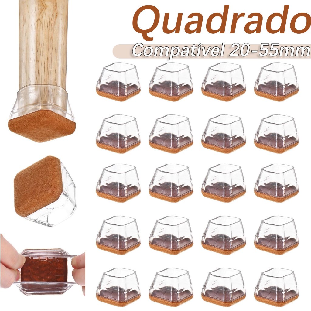 8/16 Peças protetor de cadeira silicone pés quadrado grande Protetor de mesa Feltro Evita Riscos