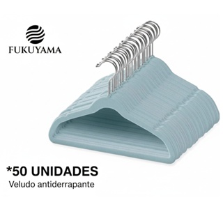 KIT 50 CABIDES DE VELUDO AZUL INFANTIL FUKUYAMA Ultra Fino Com Gancho Giratório 360° em Oferta na Shopee