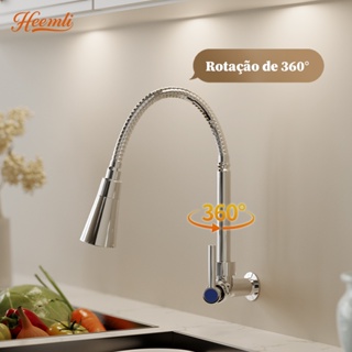 Inox Prata Torneira  Gourmet Cozinha para Parede de Cozinha com Chuveiro Flexível 360° Heemli em Oferta na Shopee