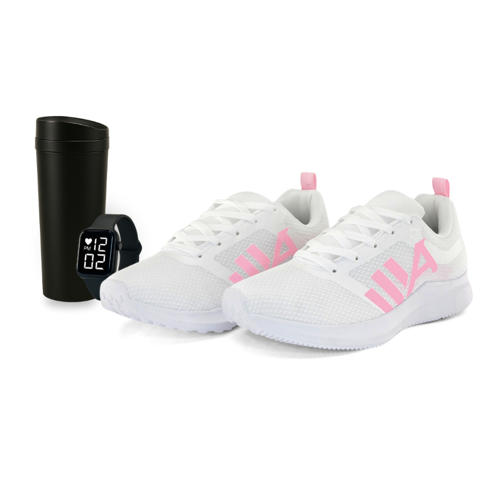 Tênis Feminino Academia Caminhada + Coqueteleira + Relógio em Oferta na Shopee