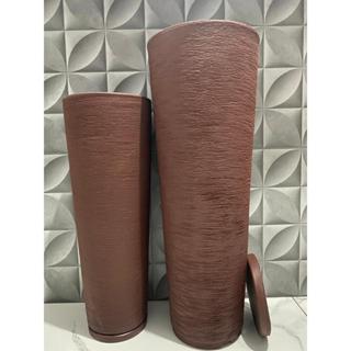 Kit 2 Vasos Coluna Ibiza Escovada M 71cm P 59cm Para Plantas Premium com prato em Oferta na Shopee