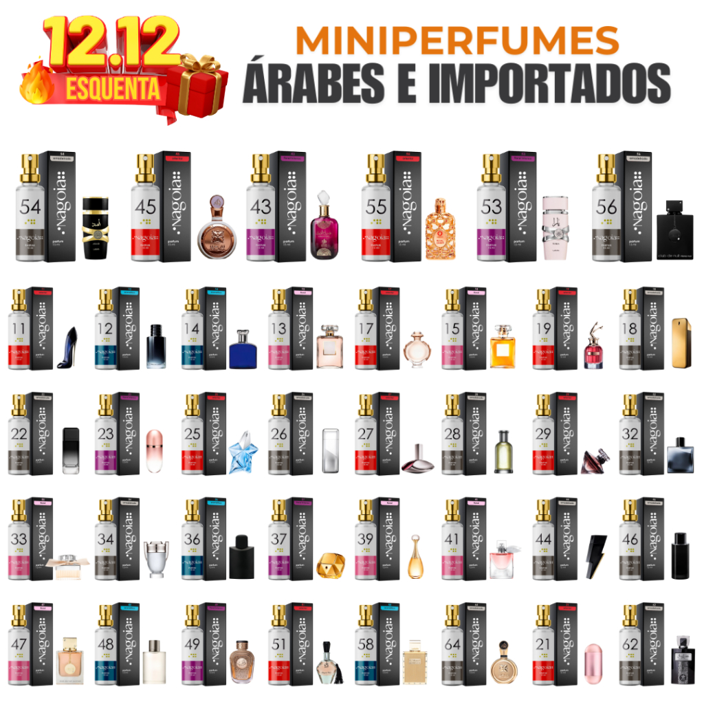 🔥ESQUENTA 12.12 - Perfume Importado e Árabe Masculino e Feminino de 15 ml - ALTA FIXAÇÃO - Inspirações Nagoia
