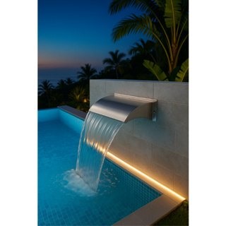 CASCATA AÇO INOX PISCINA PAREDE WAVE ALVENARIA 30 X 20 em Oferta na Shopee