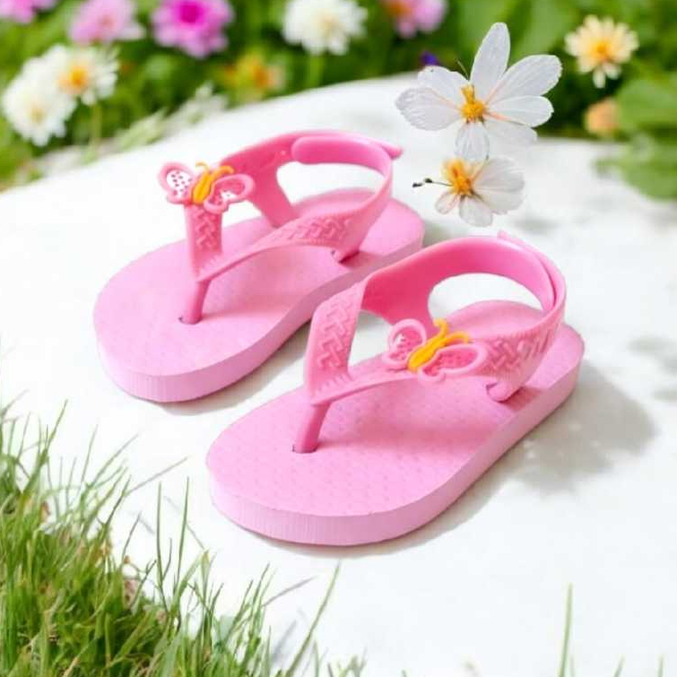 Sandalia Infantil Menina Chinelo Infantil Feminino Rosa com Enfeite de Borboletinha Leve, Confortável e Antiderrapante