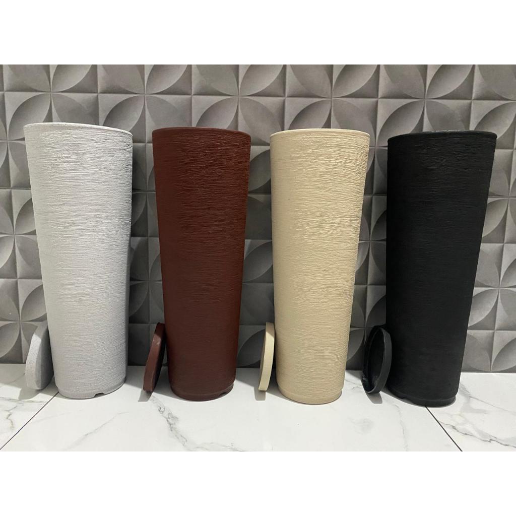 Vaso para Plantas Coluna Ibiza Escovada P 59 cm Com Prato Coletor em Oferta na Shopee