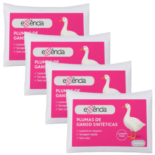 Kit 4 Travesseiro Penas e Plumas de Ganso Branco 70x50cm Para Cama Confortável