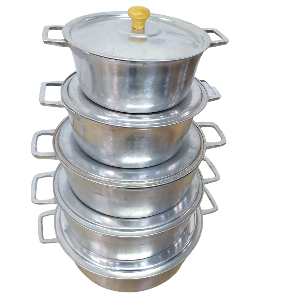 Jogo Panela Aluminio Batida Fundido Grossa Kit Conjunto com 5 Peças Alça aluminio