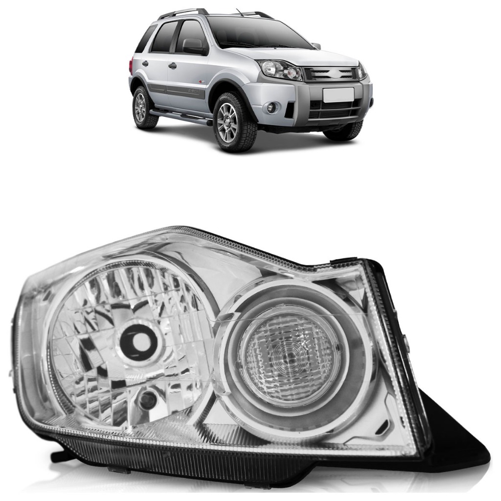 Farol Dianteiro Ecosport 2008 2009 2010 2011 2012 Máscara Cromada em Oferta na Shopee