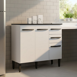 Armário Cozinha Balcão 2 Portas 3 Gavetas Organizador Multiuso Larzen Móveis em Oferta na Shopee