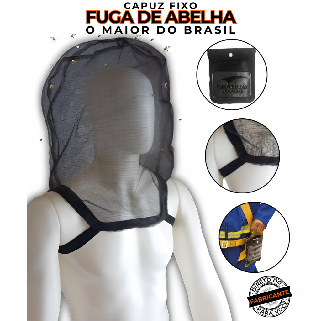 Capuz Proteção Protspray Fuga De Abelha Insetos Apicultor Reflorestamento Meliponicultura Fixo