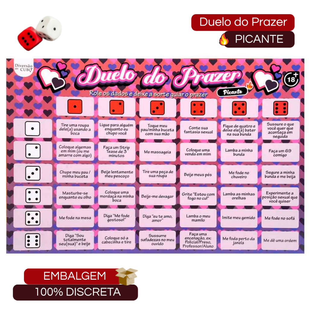 Jogo Duelo Do Prazer Picante Diversão Ao Cubo Brincadeira Sex shop Desafios Sensuais Faz ou Bebe
