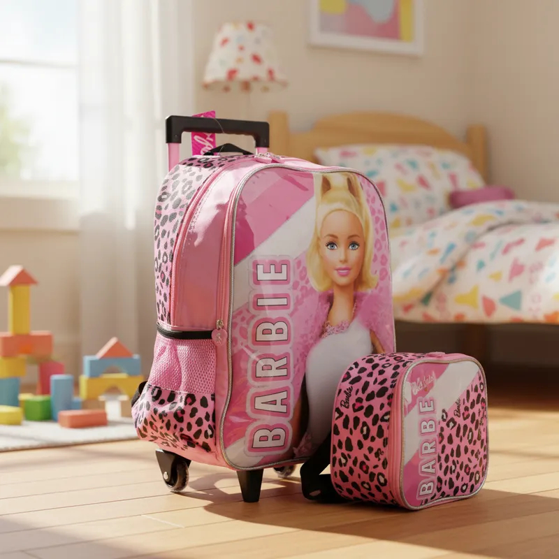 Kit Mochila Rodinhas Lancheira Luxcel Barbie Fashion  41433 em Oferta na Shopee