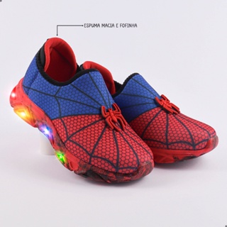 Tenis Infantil Led Menino Pisca Tenis Infantil Masculino Aranha Maravilhoso Sapato Infantil Menino em Oferta na Shopee