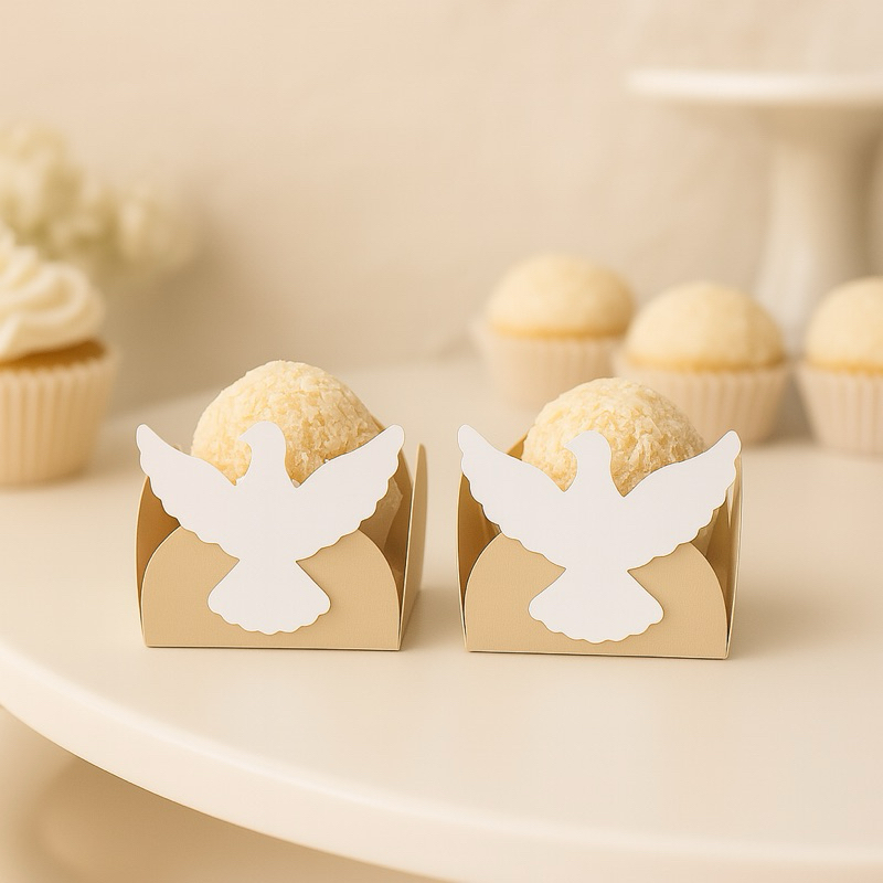 Forminhas Doces Decoração Batizado Neutro Papel Brigadeiros Espirito Santo em Oferta na Shopee