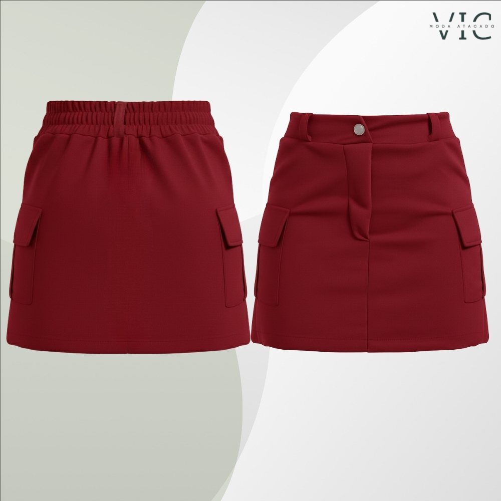 Saia Feminina Curta Cintura Alta Moda Gringa Festa C/ Bolsos Cargos do 36 ao 44