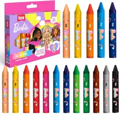 Giz De Cera Grosso Barbie 12 Cores Material Escolar Infantil Tema Barbie Menina Volta Às Aulas