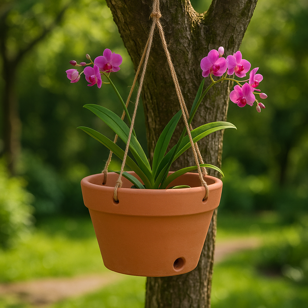 3 Vaso de Barro Plantas Orquidia Japonesa Jardim Suspenso C/ Furo Decoração Jardinagem