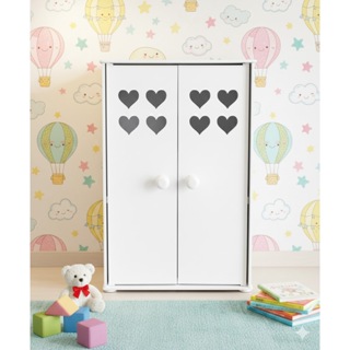 Guarda-Roupa de Boneca Infantil Menina Branco Corações em Oferta na Shopee