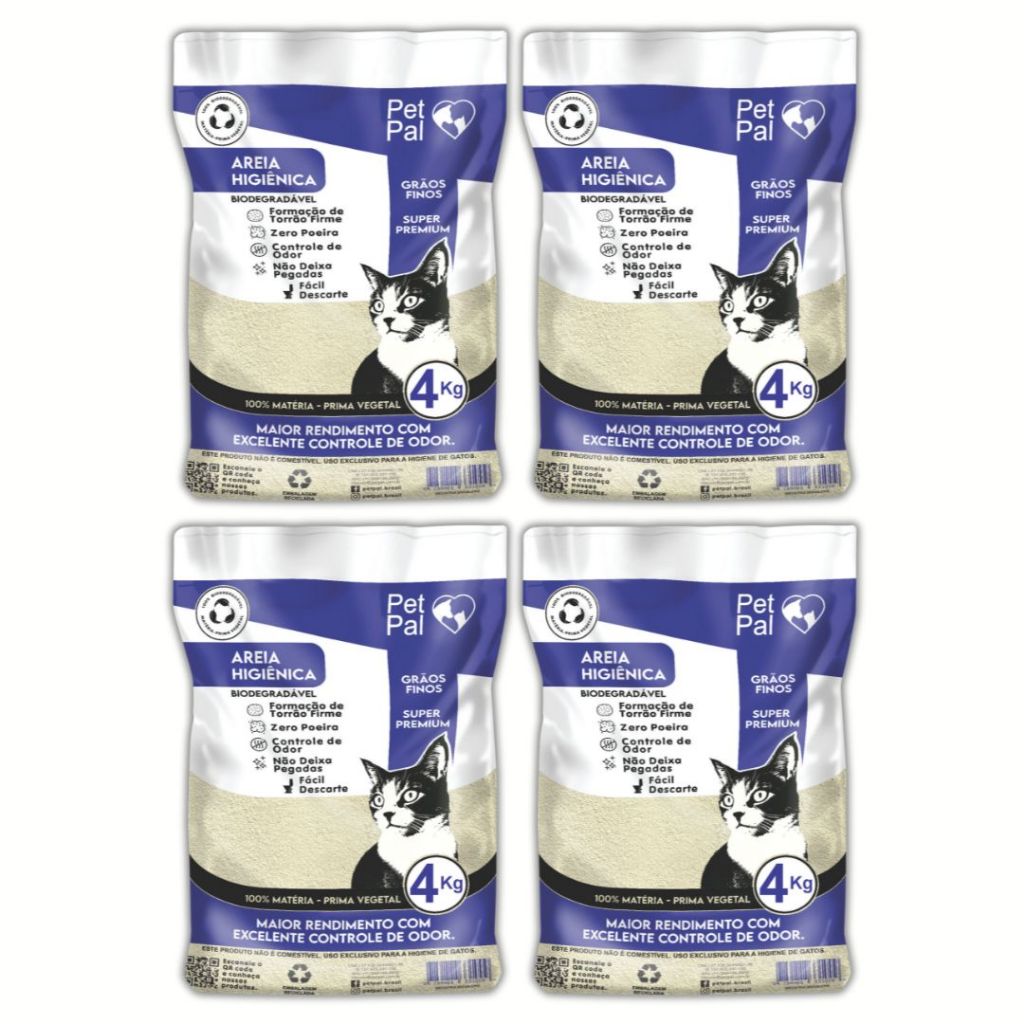 Areia Higiênica Biodegradável Para Gatos Petpal 16kgs