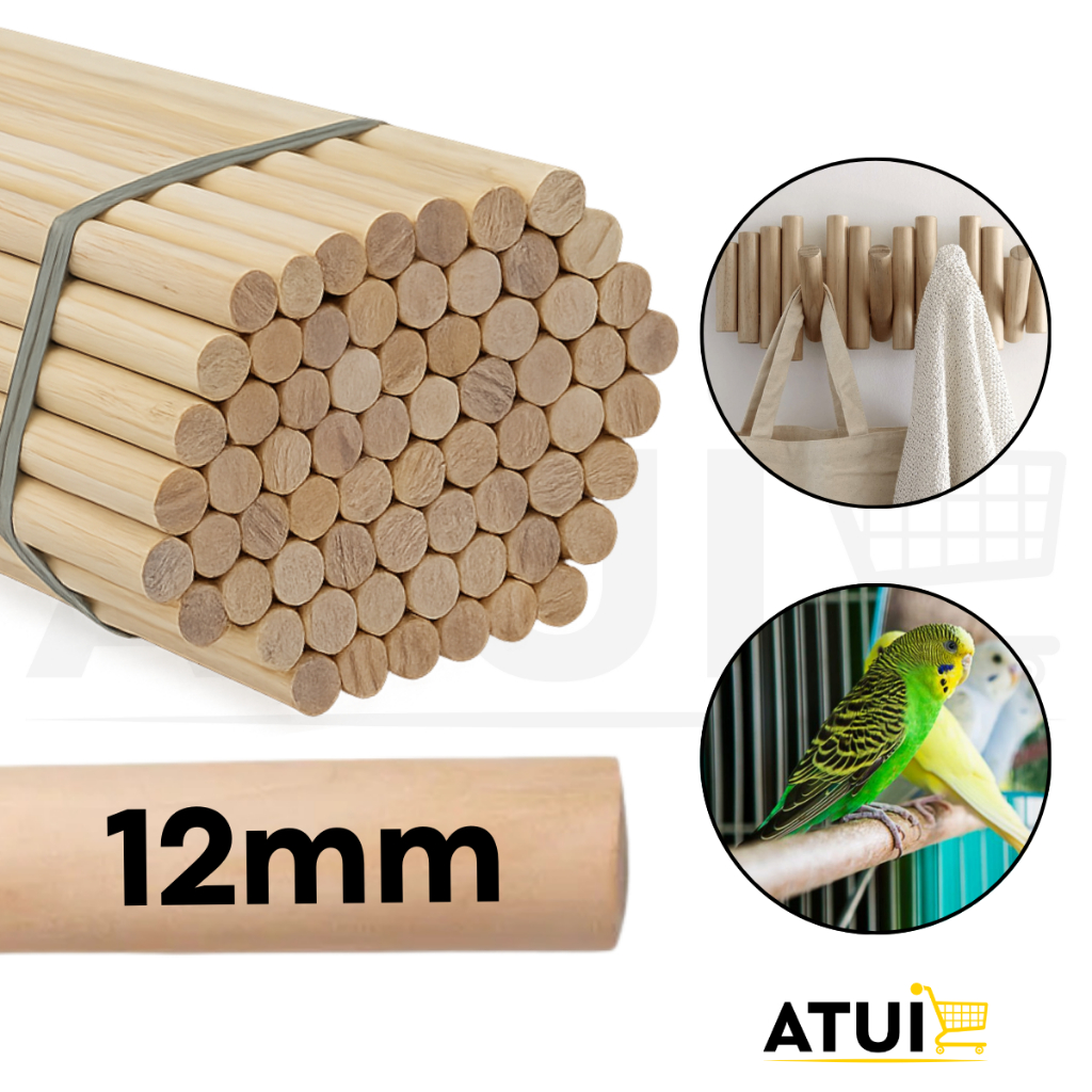 Kit 15 Cabo de Madeira Pinus 12mm Poleiro para Aves Bastão Vareta Artesanatos Banner Bandeira Gaiola Calopsita em Oferta na Shopee