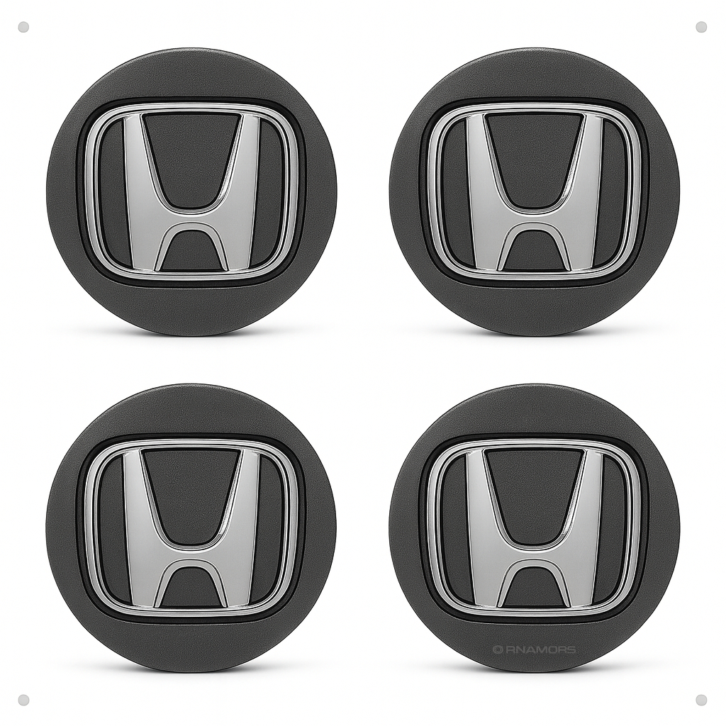 Kit 4 Calotinha Miolo Centro Roda Honda Fit City Grafite Com Logo Cromado