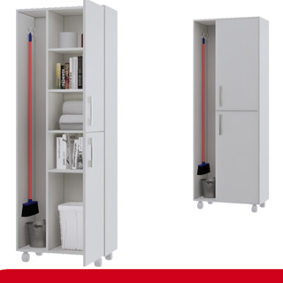 Armário Alto Multiuso Lavanderia 2 Portas com Prateleira Organizador com Rodinhas - Móveis Bonatto em Oferta na Shopee