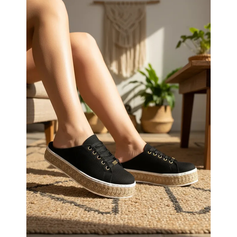 Mule Sapatilha Feminina Sapato Babuche Casual Dia a Dia Tênis  Slip On Calce Facil Confortavel Urbano New